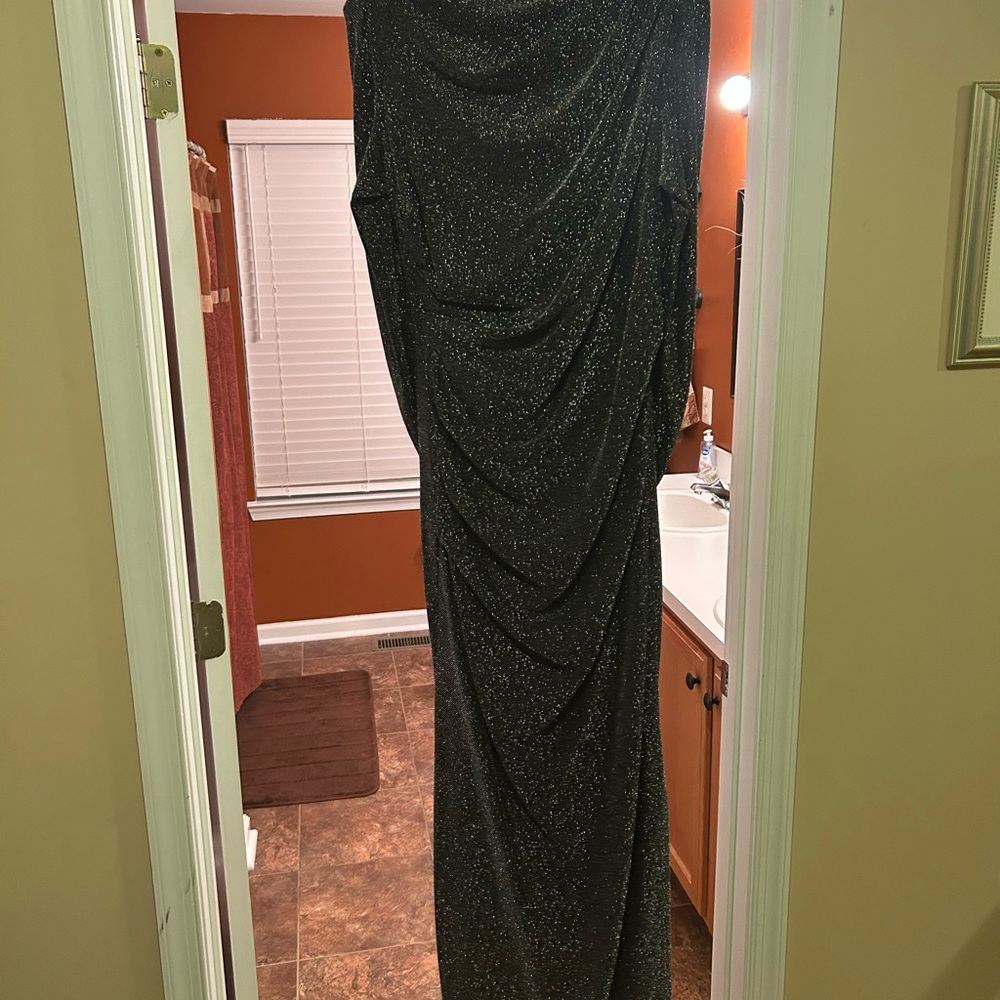 Betsy & Adam Black Sparkle Maxi Dress